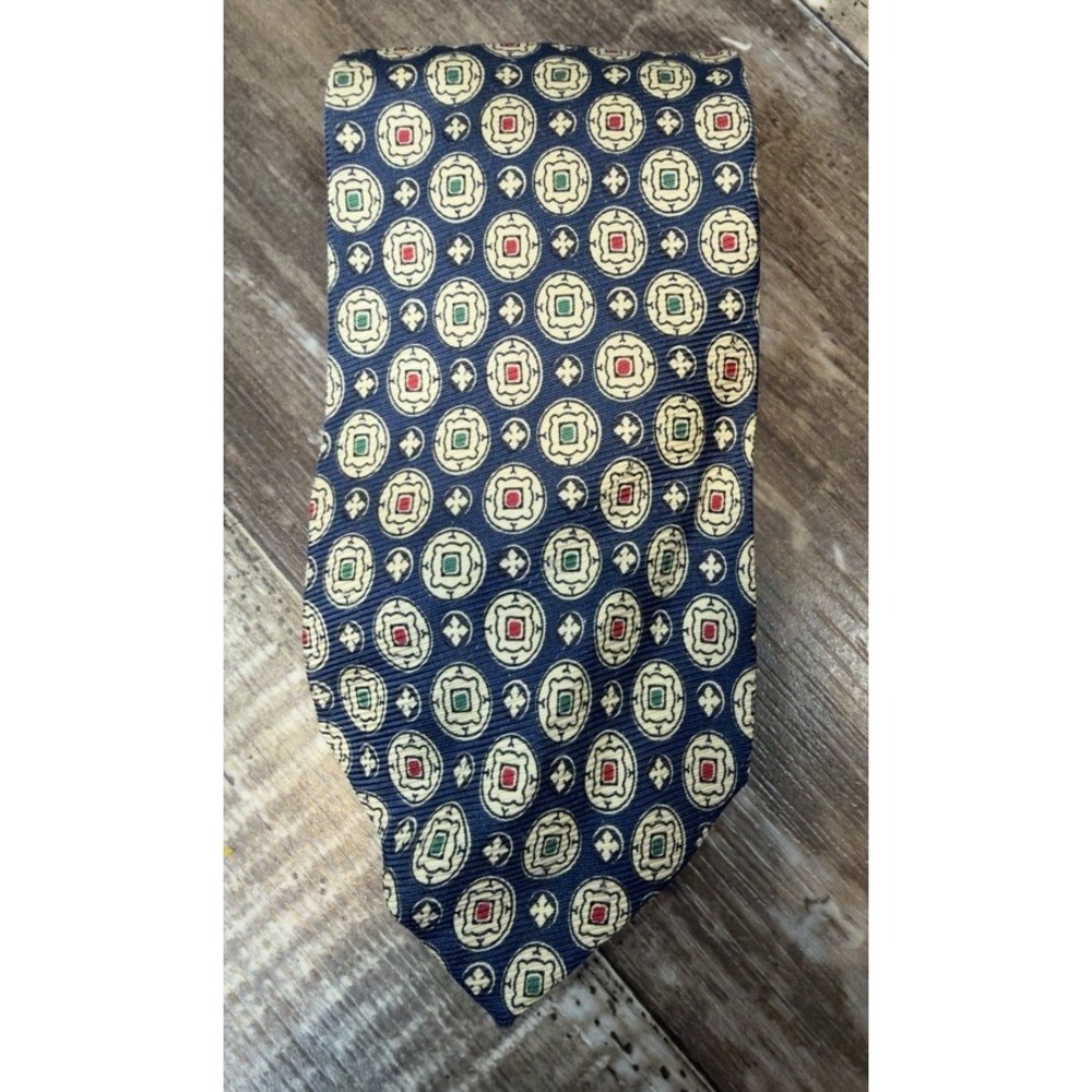 Polo Ralph Lauren Mens Tie Navy Medallion Foulard Geometric Preppy Necktie
